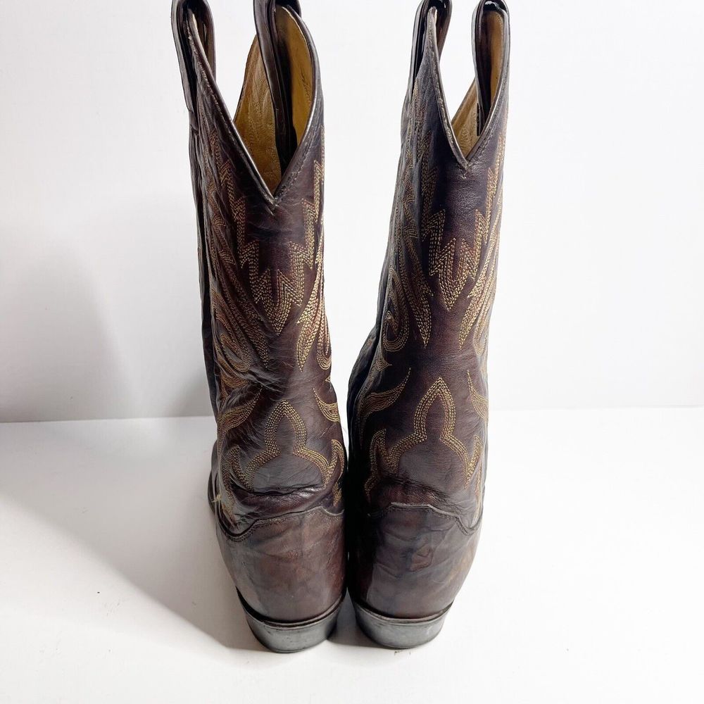 Justin 1564 Size 8D Cowboy Boots Dark Brown Marbled Deerlite Western Rodeo - Picture 5 of 7
